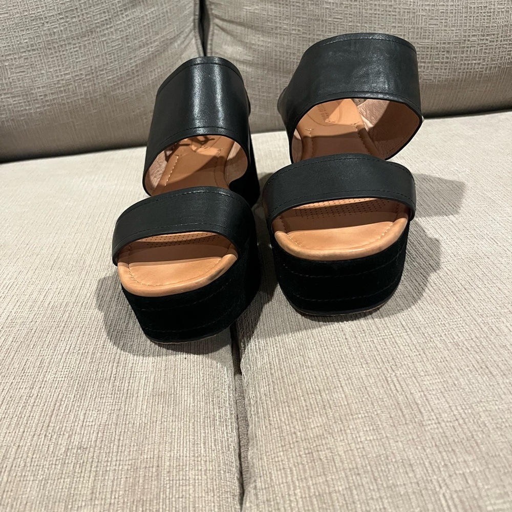 Corso Como Black Leather Platform Heels